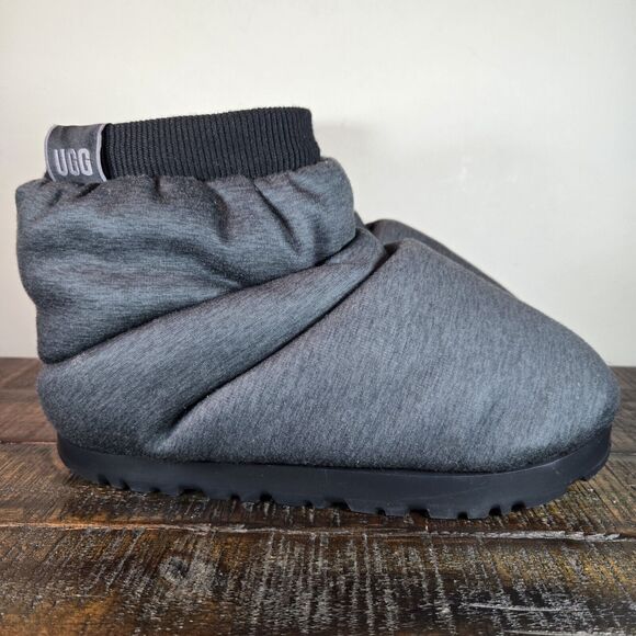NEW UGG Spaceslider Jersey Booties Womens 8 Platform Liner Puffy Boot Gray Black - Picture 1 of 12